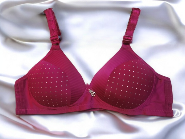 Red Silver Dotted Comfort Bra