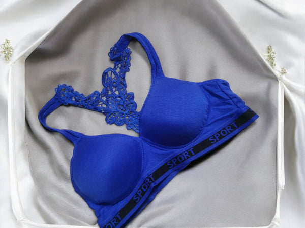 Soft Padded Sports Blue Bra