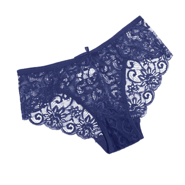 Pack of Two V Shape Elegant & Comfort Jali Panties, Blue & Skin